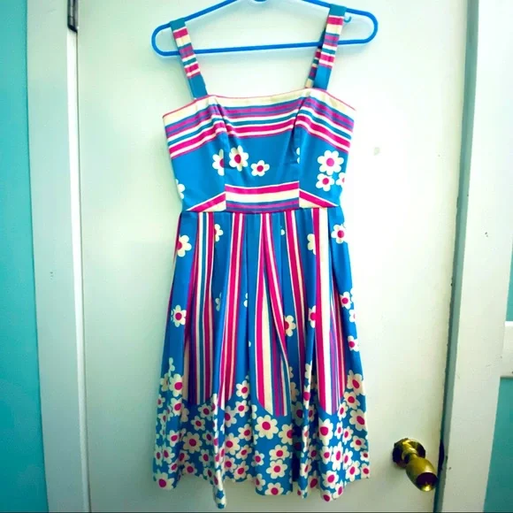 Betsey Johnson size S floral and stripes cocktail dress